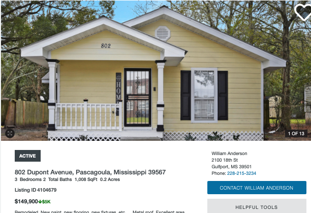 Median priced home Pascagoula